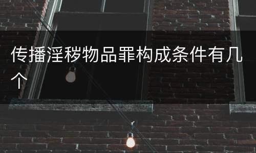 传播淫秽物品罪构成条件有几个