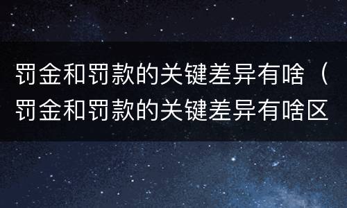 罚金和罚款的关键差异有啥（罚金和罚款的关键差异有啥区别）