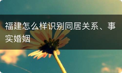 福建怎么样识别同居关系、事实婚姻