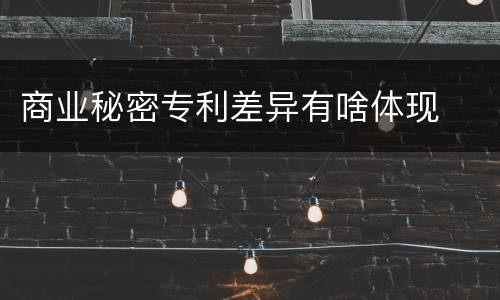 商业秘密专利差异有啥体现