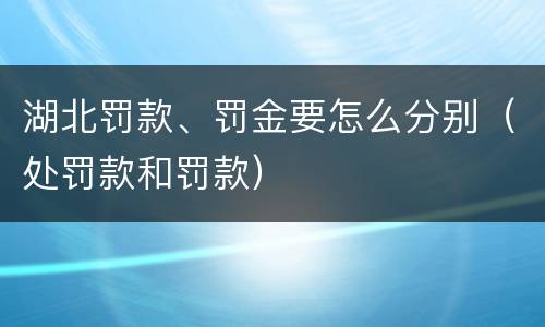 湖北罚款、罚金要怎么分别（处罚款和罚款）