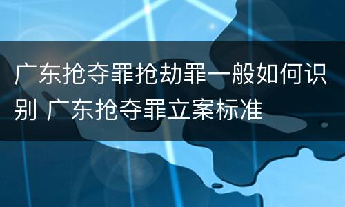 广东抢夺罪抢劫罪一般如何识别 广东抢夺罪立案标准