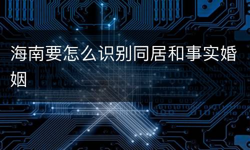 海南要怎么识别同居和事实婚姻
