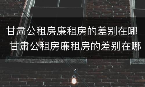 甘肃公租房廉租房的差别在哪 甘肃公租房廉租房的差别在哪查