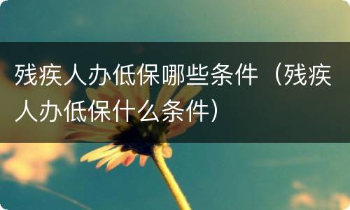 残疾人办低保哪些条件（残疾人办低保什么条件）