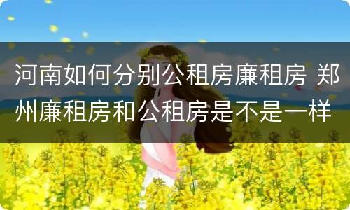 河南如何分别公租房廉租房 郑州廉租房和公租房是不是一样