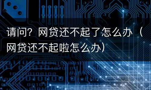 请问？网贷还不起了怎么办（网贷还不起啦怎么办）