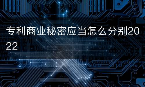专利商业秘密应当怎么分别2022