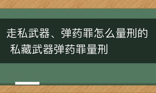 走私武器、弹药罪怎么量刑的 私藏武器弹药罪量刑