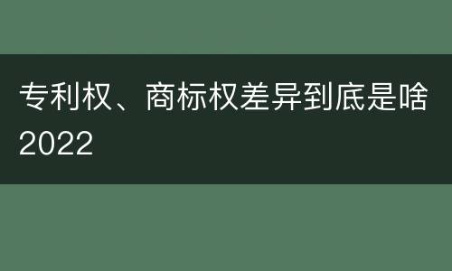 专利权、商标权差异到底是啥2022