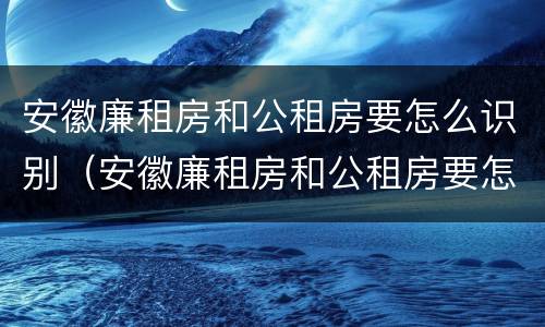 安徽廉租房和公租房要怎么识别（安徽廉租房和公租房要怎么识别的）