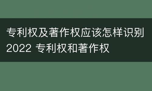 专利权及著作权应该怎样识别2022 专利权和著作权