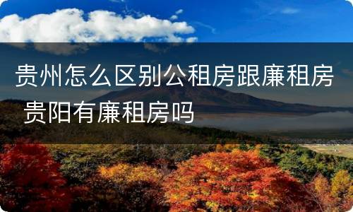 贵州怎么区别公租房跟廉租房 贵阳有廉租房吗