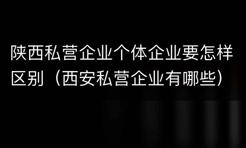 陕西私营企业个体企业要怎样区别（西安私营企业有哪些）