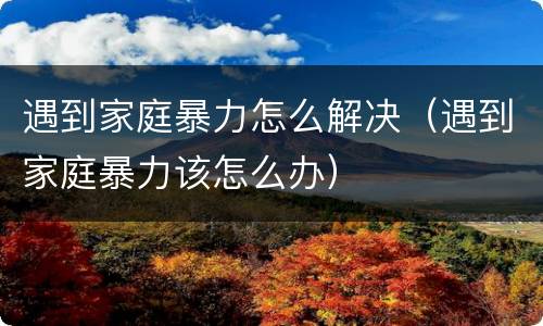 遇到家庭暴力怎么解决（遇到家庭暴力该怎么办）