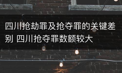 四川抢劫罪及抢夺罪的关键差别 四川抢夺罪数额较大