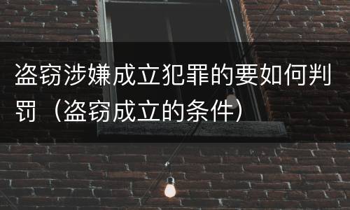 盗窃涉嫌成立犯罪的要如何判罚（盗窃成立的条件）