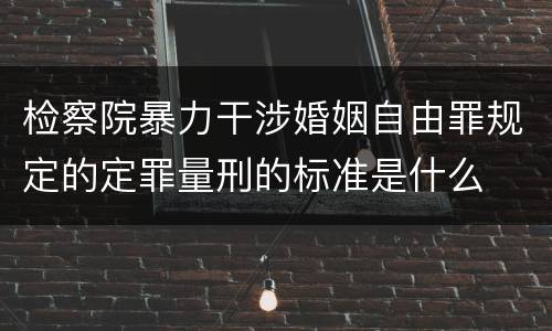 检察院暴力干涉婚姻自由罪规定的定罪量刑的标准是什么