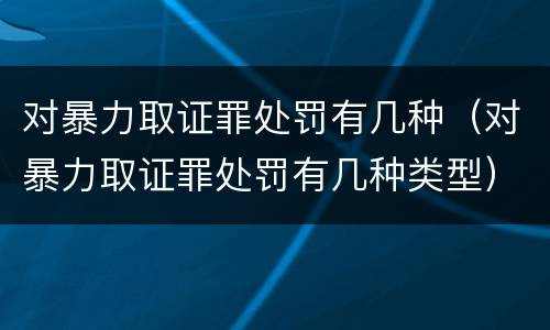 对暴力取证罪处罚有几种（对暴力取证罪处罚有几种类型）