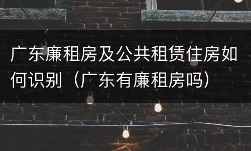 广东廉租房及公共租赁住房如何识别（广东有廉租房吗）