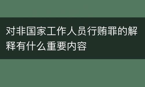 对非国家工作人员行贿罪的解释有什么重要内容