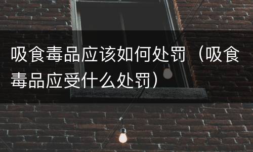 吸食毒品应该如何处罚（吸食毒品应受什么处罚）