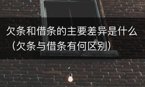 欠条和借条的主要差异是什么（欠条与借条有何区别）