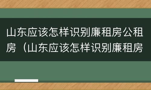 山东应该怎样识别廉租房公租房（山东应该怎样识别廉租房公租房呢）