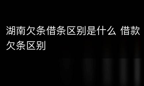 湖南欠条借条区别是什么 借款欠条区别