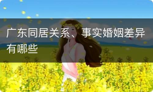 广东同居关系、事实婚姻差异有哪些