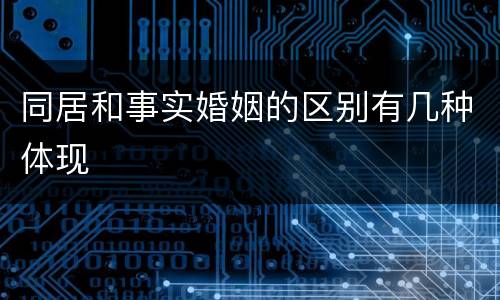 同居和事实婚姻的区别有几种体现
