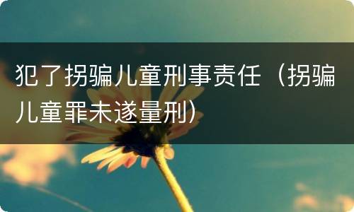 犯了拐骗儿童刑事责任（拐骗儿童罪未遂量刑）