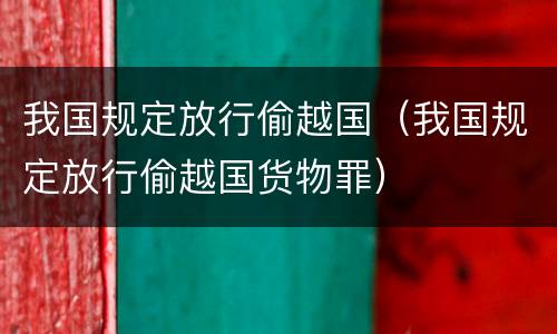 我国规定放行偷越国（我国规定放行偷越国货物罪）