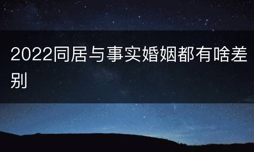 2022同居与事实婚姻都有啥差别