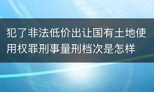 犯了非法低价出让国有土地使用权罪刑事量刑档次是怎样