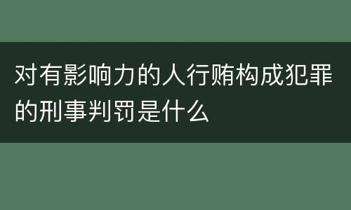对有影响力的人行贿构成犯罪的刑事判罚是什么