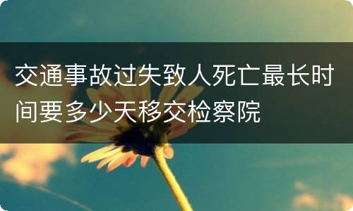 交通事故过失致人死亡最长时间要多少天移交检察院