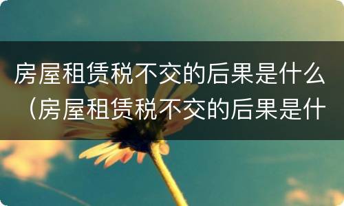 房屋租赁税不交的后果是什么（房屋租赁税不交的后果是什么样）