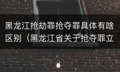 黑龙江抢劫罪抢夺罪具体有啥区别（黑龙江省关于抢夺罪立案标准）