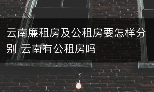 云南廉租房及公租房要怎样分别 云南有公租房吗