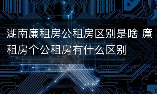 湖南廉租房公租房区别是啥 廉租房个公租房有什么区别