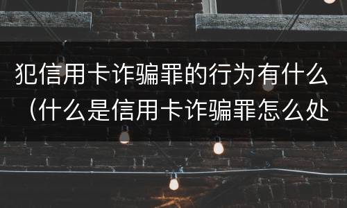 犯信用卡诈骗罪的行为有什么（什么是信用卡诈骗罪怎么处罚）