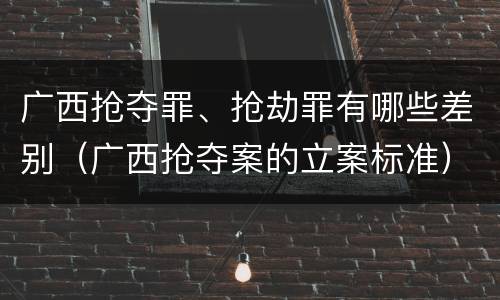 广西抢夺罪、抢劫罪有哪些差别（广西抢夺案的立案标准）