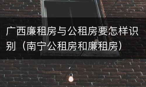 广西廉租房与公租房要怎样识别（南宁公租房和廉租房）