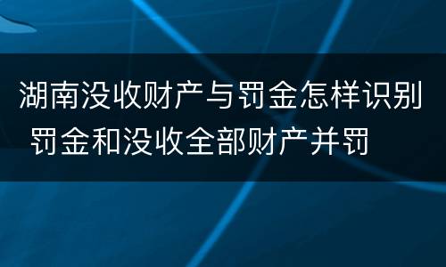 湖南没收财产与罚金怎样识别 罚金和没收全部财产并罚