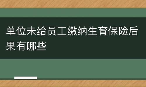 单位未给员工缴纳生育保险后果有哪些