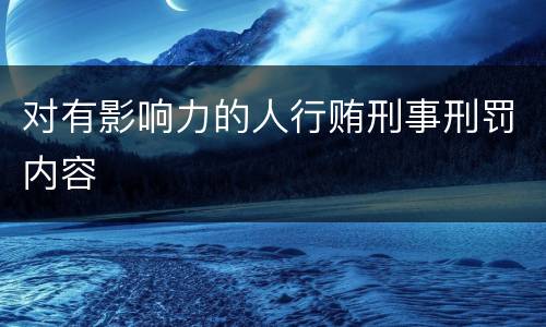 对有影响力的人行贿刑事刑罚内容
