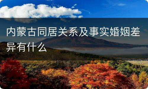 内蒙古同居关系及事实婚姻差异有什么
