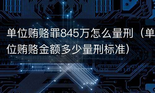 单位贿赂罪845万怎么量刑（单位贿赂金额多少量刑标准）