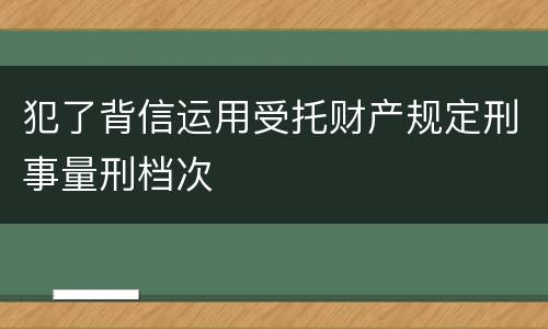 犯了背信运用受托财产规定刑事量刑档次